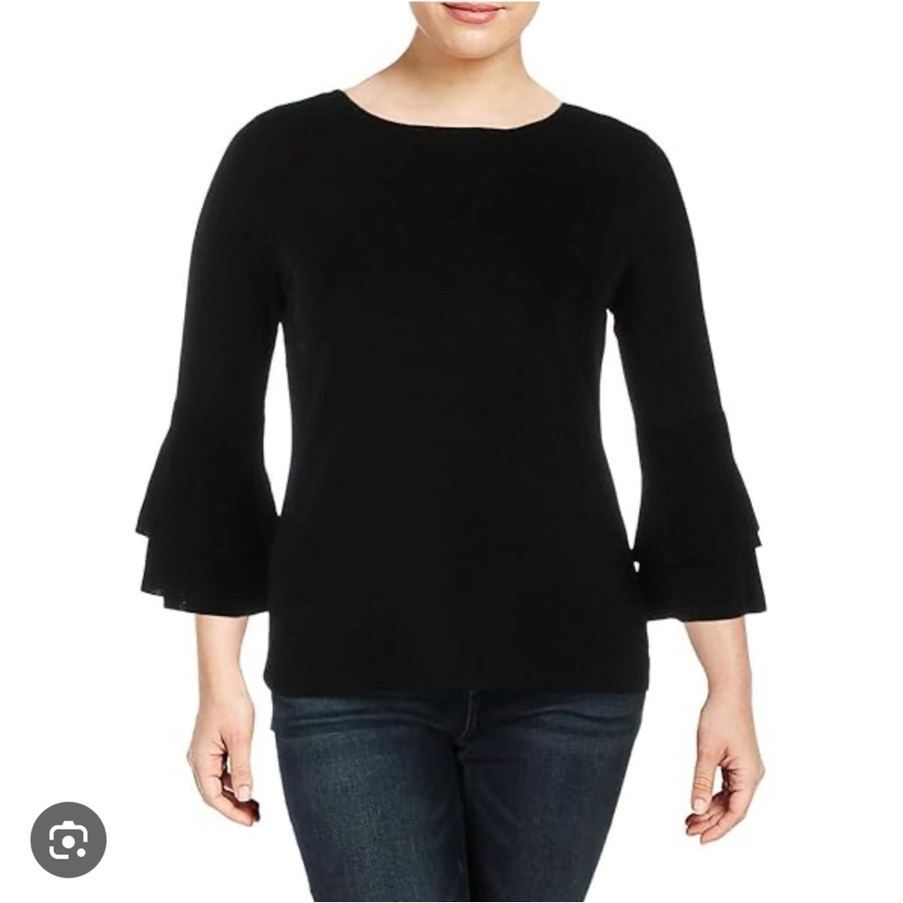 Black Ruffle Sleeve Anne Klein Ladies Top